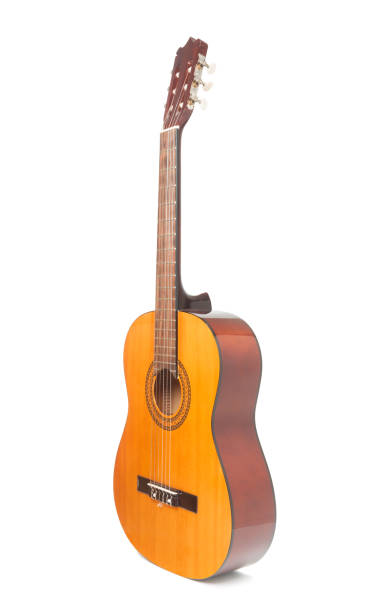 istock Acoustic guitar close up isolated on white background 1371578108