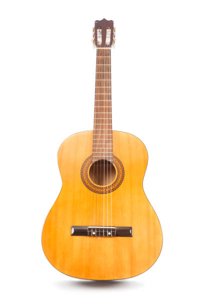 istock Acoustic guitar close up isolated on white background 1371578713