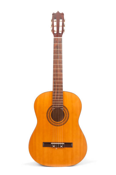 istock Acoustic guitar close up isolated on white background 1371578773