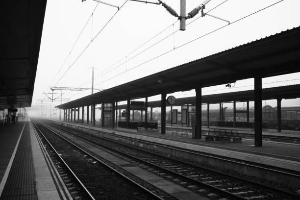 istock Foggy day at Railway Station 1371581805