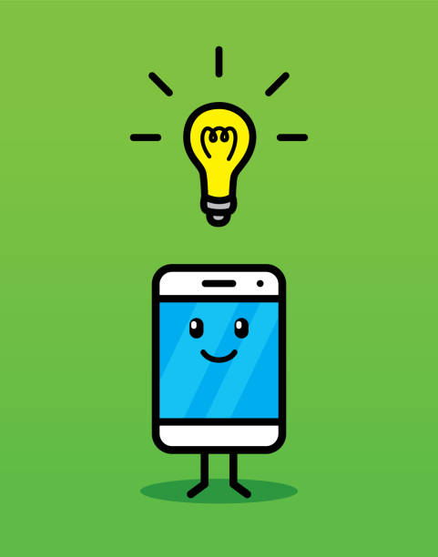 illustrazioni stock, clip art, cartoni animati e icone di tendenza di lampadina per smartphone doodle - light bulb inspiration ideas inks on paper