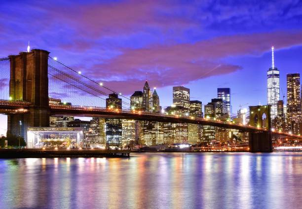 istock Brooklyn Bridge,  New York Night and Lights 1371587113