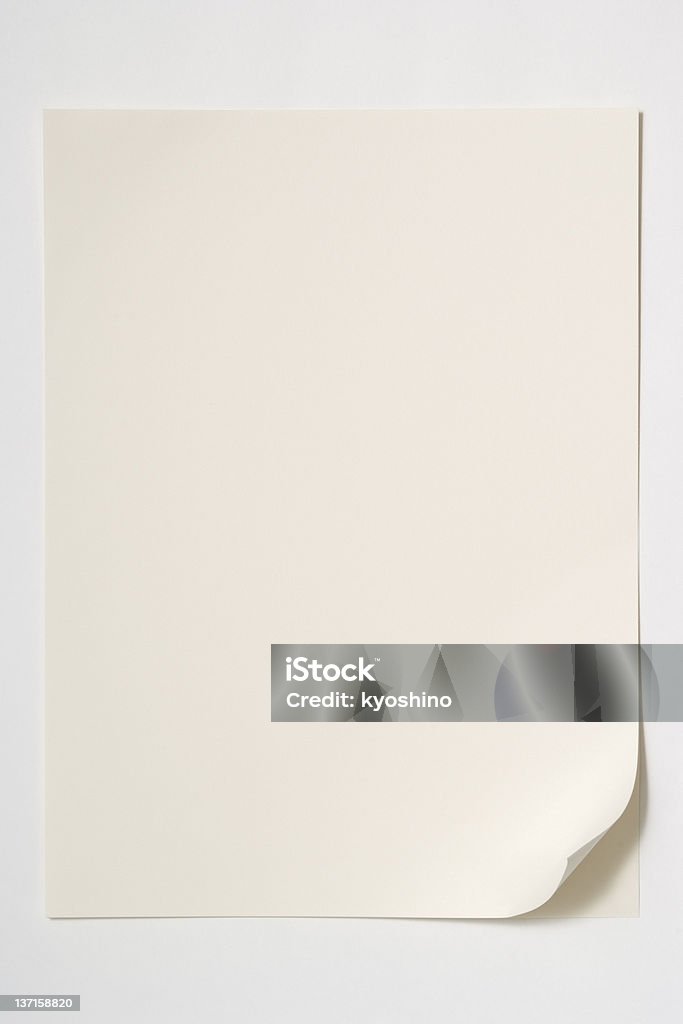 Isolado foto de folha de papel branco sobre fundo branco - Foto de stock de Abrindo royalty-free