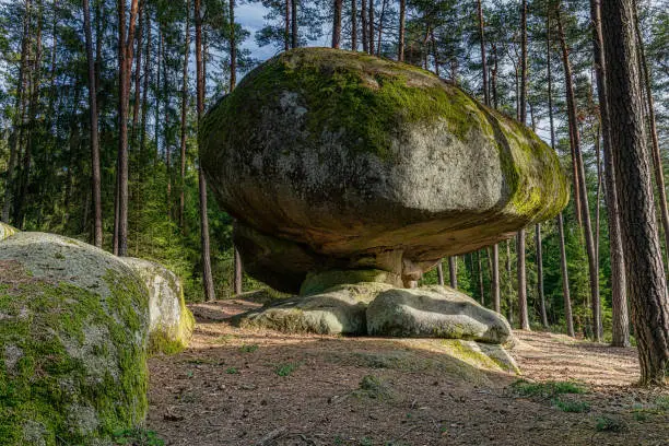 "Mushroom Stone", Granite Rockformation in Blockheide, Natural Reserve near Gmünd, Waldviertel, Austria