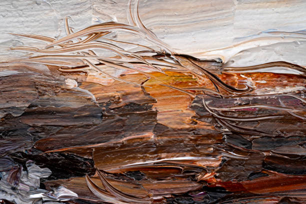 istock Macro. Abstract art. Expressive embossed pasty oil paints and reliefs. 1371601237