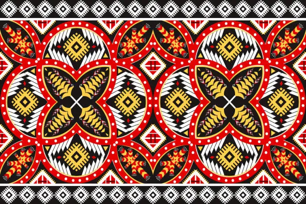 Vector illustration of Beautiful figure tribal geometric ethnic pattern.
