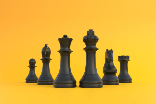 istock Realistic chess on bright yellow background with copy space 1371618470