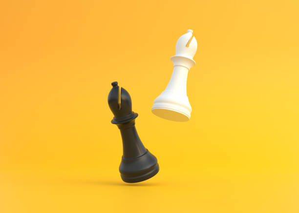 istock Realistic bishop on bright yellow background with copy space 1371618471