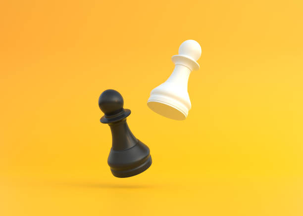 istock Realistic pawn on bright yellow background with copy space 1371618486
