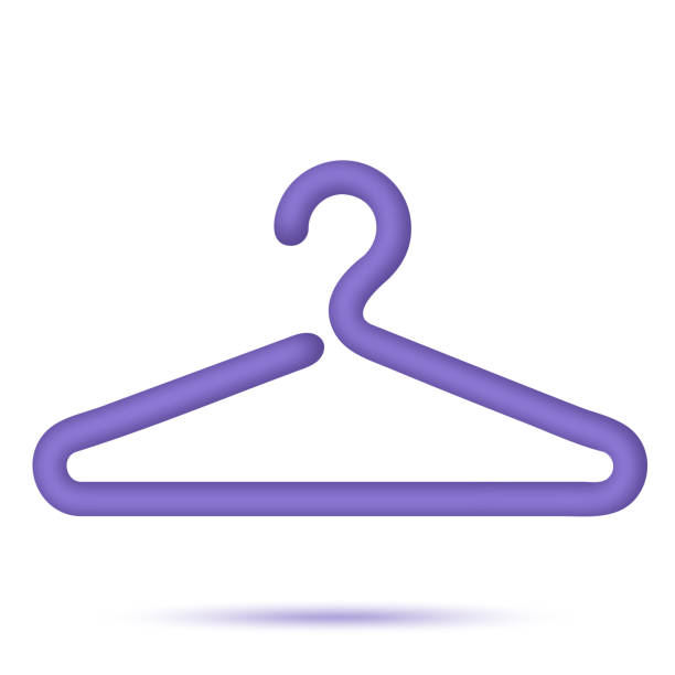 hanger wardrobe icon Purple hanger wardrobe icon. Cloakroom symbol. 3d illustration garment store fashion rack stock illustrations