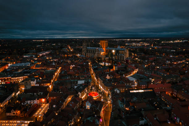 istock York Minster Aerial Shot (Night-time) - Yorkshire, England 1371637730