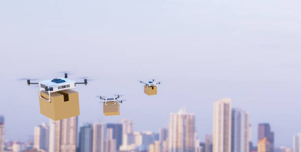istock delivery drone in big city 1371646149