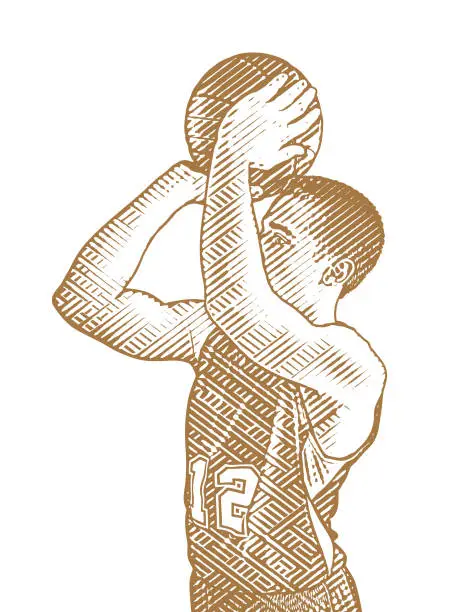 Vector illustration of Basketball player shooting the ball