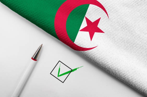 Pencil, Flag of Algeria and check mark on paper sheet