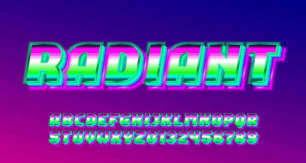 istock Radiant alphabet font. Bright neon letters and numbers. 1371654530