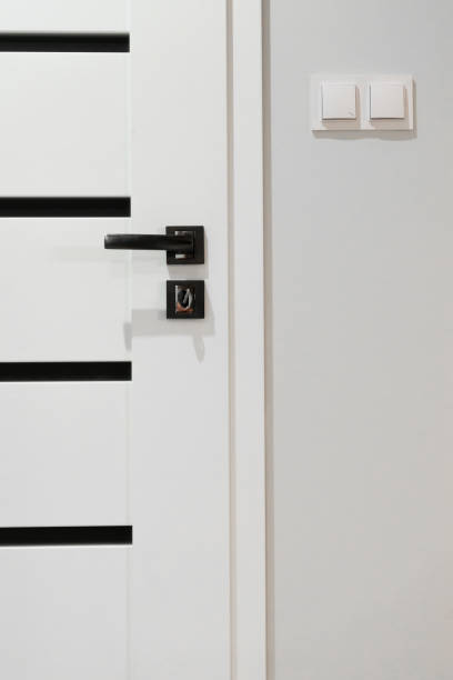 istock modern home door knob,black door handle,pass doors,black and white doors,iron lock and door handle 1371657247