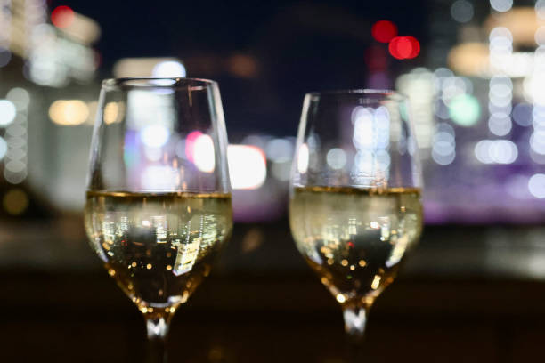 istock Beautiful cityscape in wine glasses 1371663654