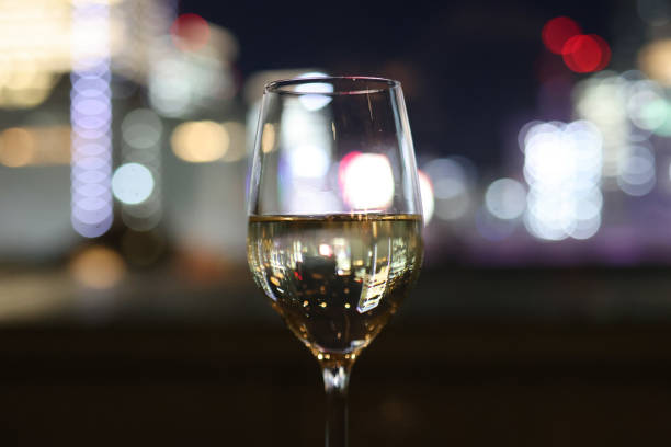 istock Beautiful cityscape in wine glasses 1371664583