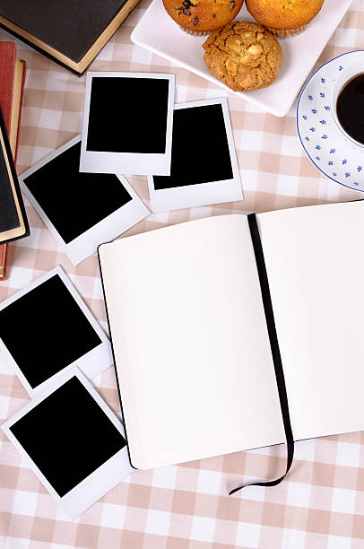 istock Blank photos with coffee and writing book 137166586