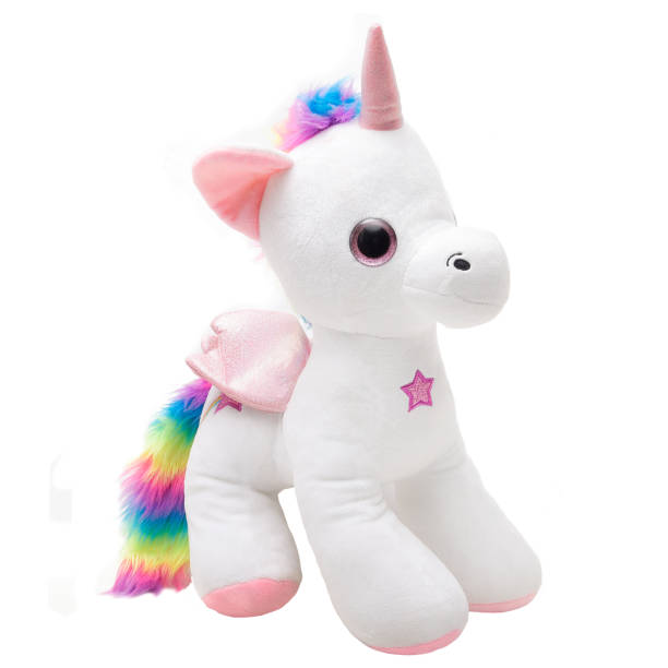 Cute Unicorn isolated on white background , plush toys for kids , pink colors Cute Unicorn isolated on white background , plush toys for kids , pink colors stuffed toy stock pictures, royalty-free photos & images