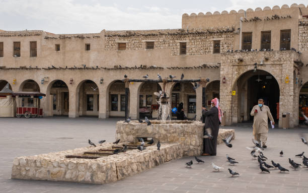 The old well in the old town of Souq Waqif in Doha, Qatar stock photo