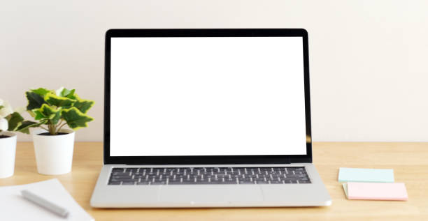 istock Laptop computer screen mockup, template background banner, Laptop computer with blank screen, Business online, e commerce, online study concept 1371671074