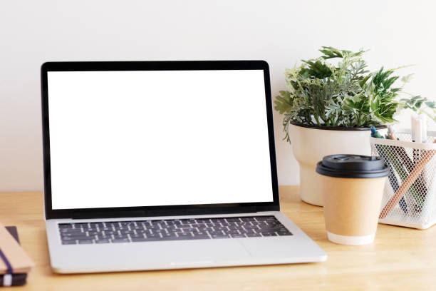 istock Laptop computer screen mockup, template background banner, Laptop computer with blank screen, Business online, e commerce, online study concept 1371671207