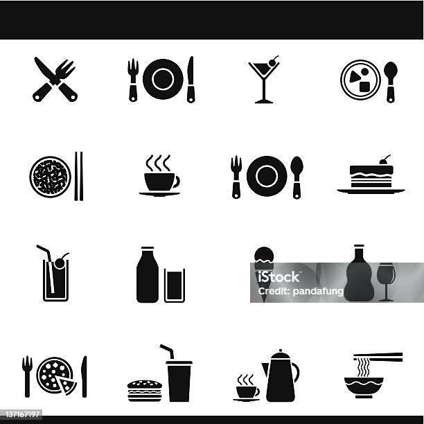 Food Icons Set Stock Illustration - Download Image Now - Alcohol - Drink, Black Color, Bottle