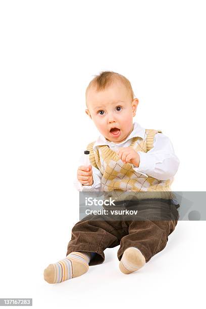 Sorprendido Niño Foto de stock y más banco de imágenes de 12-17 meses - 12-17 meses, 12-23 meses, Abierto