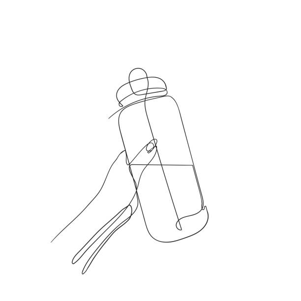 continuous line drawing water fitness bottle illustration icon isolated continuous line drawing water fitness bottle illustration icon isolated thirst quenching stock illustrations