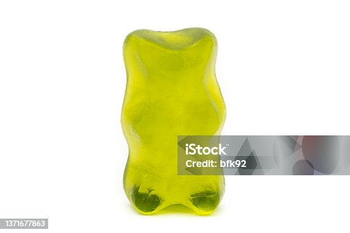 istock Single jelly gummy bear isolated on white background. 1371677863