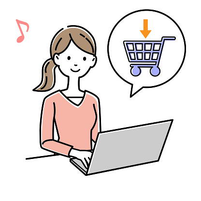 A woman shopping online.