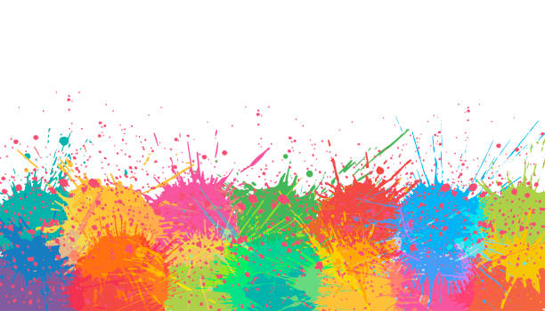 istock Banner with bright colorful splash blots at down of  background. Vector illustration 1371679676