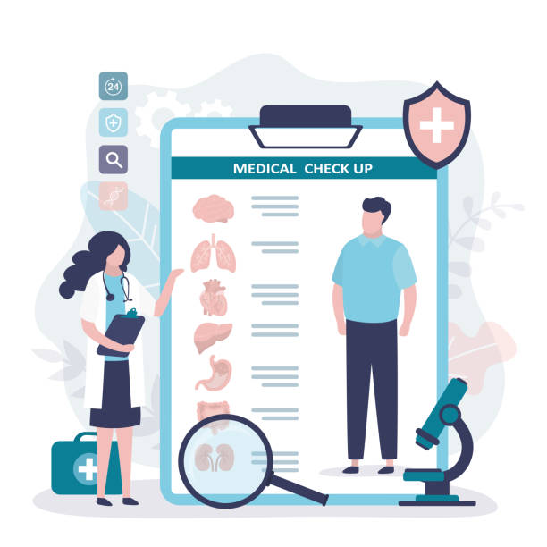 arzt untersucht analyse des patienten auf medizinischer karte. der mensch unterzog sich einer untersuchung der inneren organe - medical equipment medical exam healthcare and medicine hospital stock-grafiken, -clipart, -cartoons und -symbole