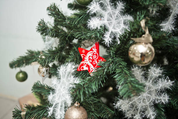 istock Elements of a Christmas tree with decorations in close-up 3754. 1371689833