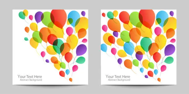 Vector illustration of Birthday party banners. Holiday colorful balloons. Vector illustration