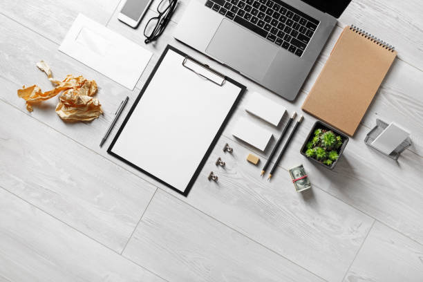 istock Laptop and blank stationery 1371698833