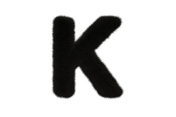 istock Letter K with black fluffy hairy fur uppercase white background 1371700011