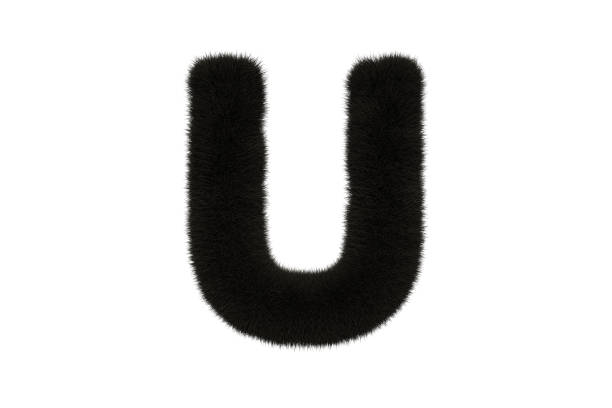 istock Letter U with black fluffy hairy fur uppercase white background 1371700378
