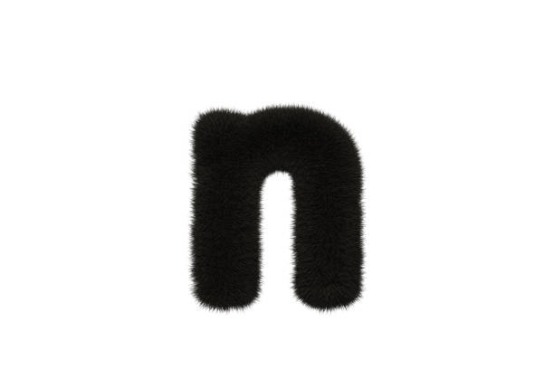 istock Letter n with black fluffy hairy fur lowercase white background 1371701941