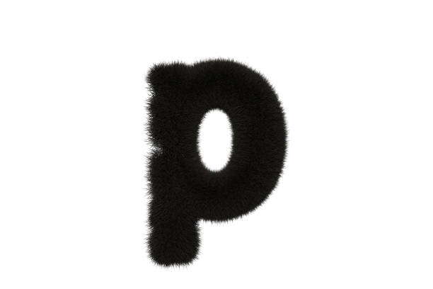 istock Letter p with black fluffy hairy fur lowercase white background 1371702009