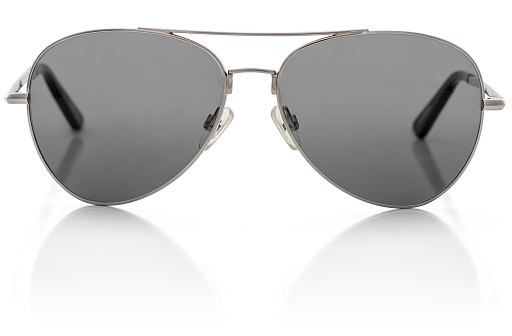 Aviator sunglasses. 
Isolated on a pure white background. 
Insert your own design in the glasses.