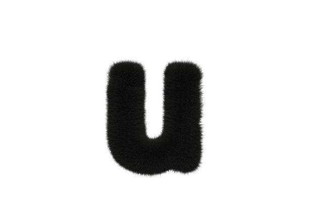 istock Letter u with black fluffy hairy fur lowercase white background 1371702115