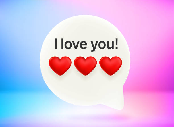 istock I love you message concept. Chat bubble with cute emojis. Vector 3d illustration 1371703771