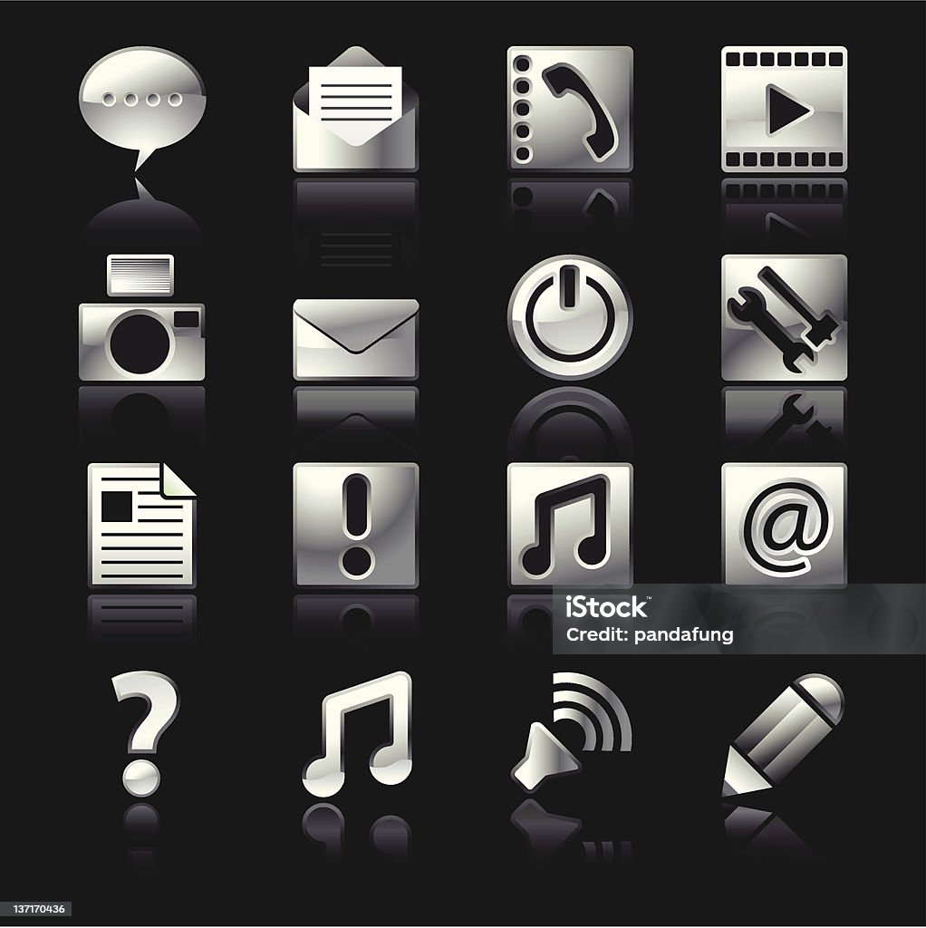 Plata conjunto de Iconos de móvil 1 - arte vectorial de Acero inoxidable libre de derechos