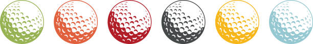 Golf ball icon Set of coloured golf ball icons golf ball stock illustrations