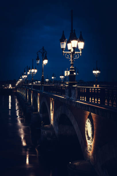 istock Famous stone bridge in Bordeaux by night 1371704931