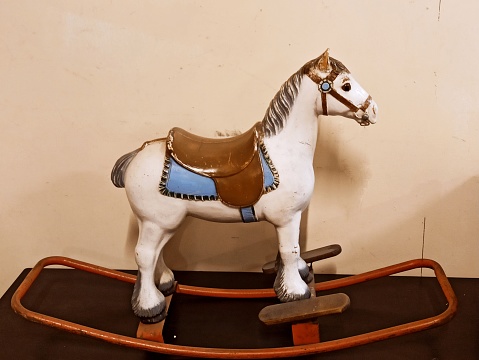 Historical old children toy horse at glasgow Scotland england uk