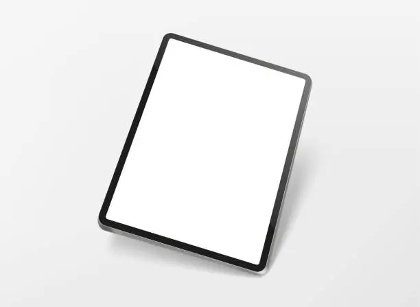 Vector illustration of Modern tablet computer in perspective with blank screen. Realistic layered vector