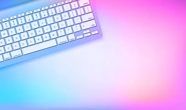 Vector illustration of Computer keyboard. 3d vector banner with copy space